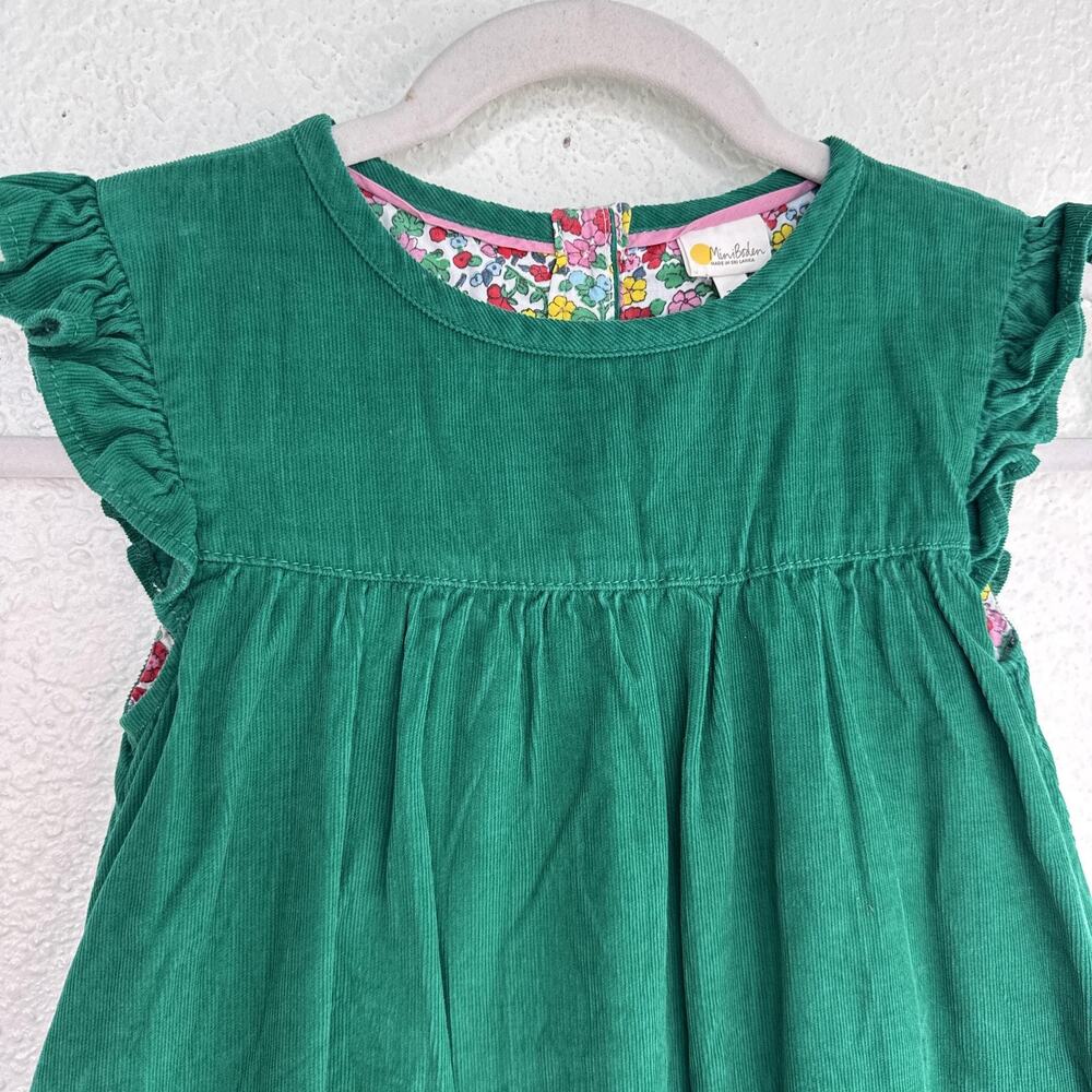 Mini Boden Dress Girls 7-8Y Corduroy Ruffle Sleeve Heart Pockets A-Line Green - Picture 5 of 10